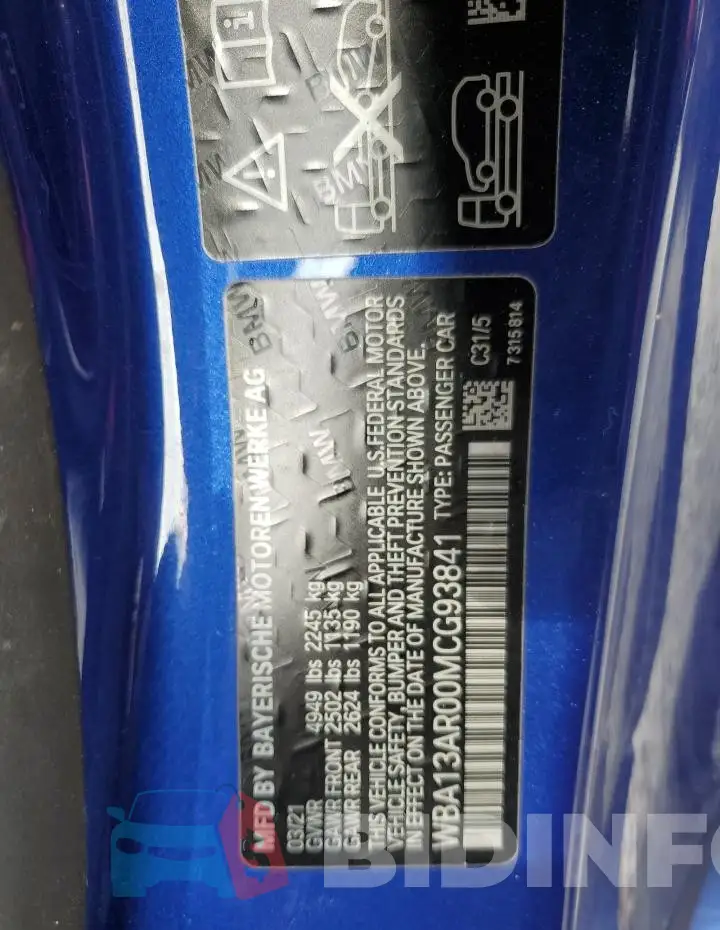WBA13AR00MCG93841 Photo# 12