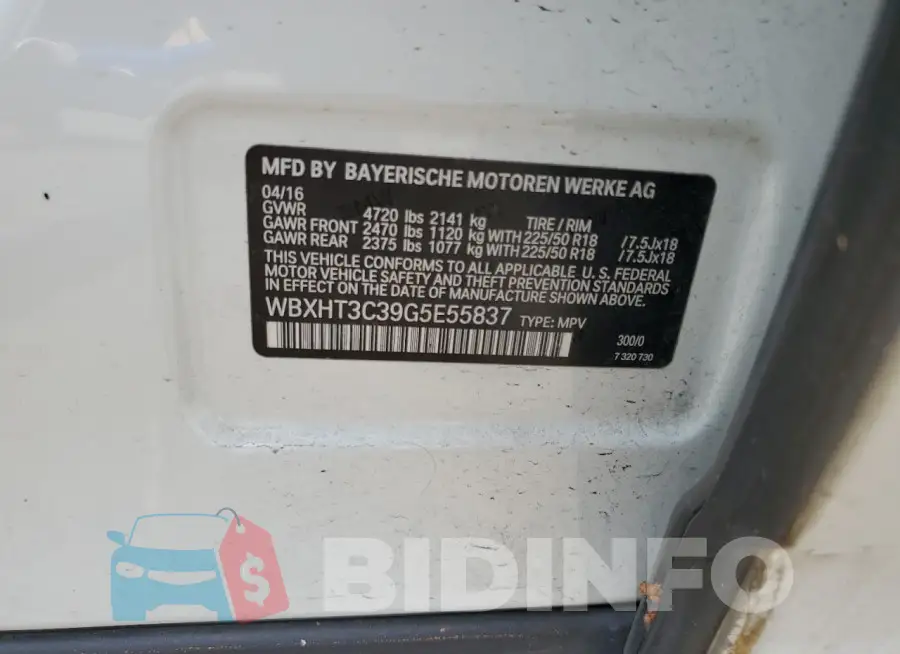 WBXHT3C39G5E55837 Photo# 13
