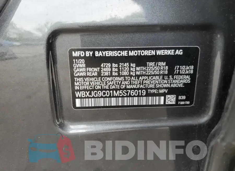 WBXJG9C01M5S76019 Photo# 13