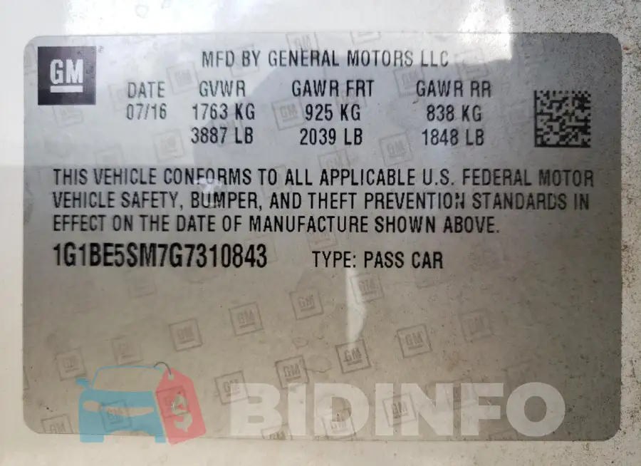 1G1BE5SM7G7310843 Photo# 12