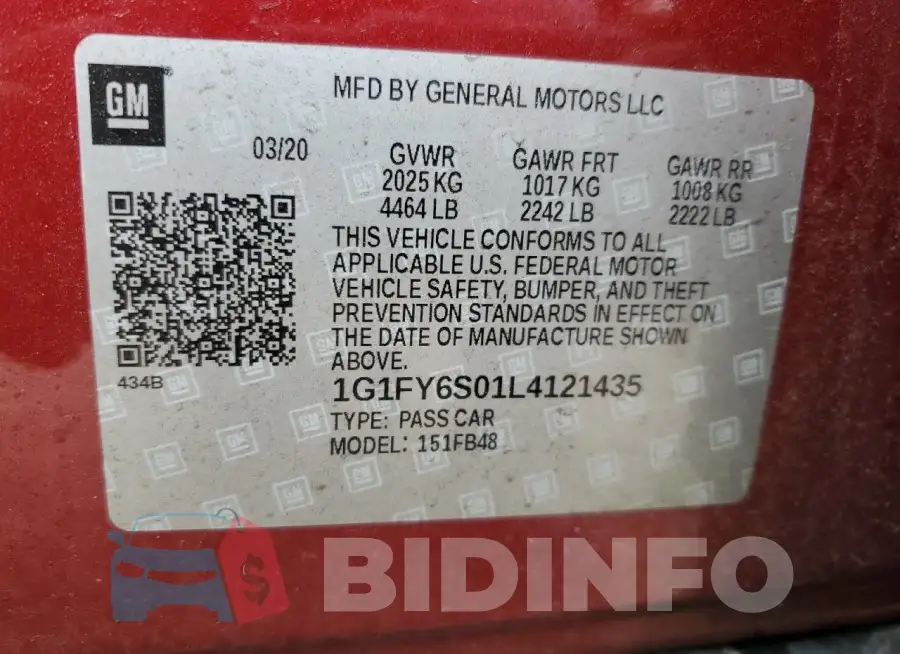 1G1FY6S01L4121435 Photo# 12