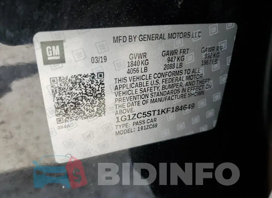 1G1ZC5ST1KF184649 Photo# 12