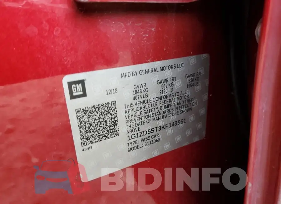 1G1ZD5ST3KF149561 Photo# 12