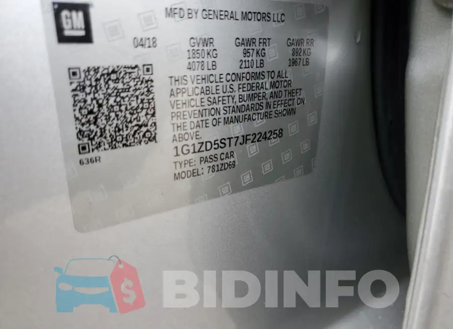 1G1ZD5ST7JF224258 Photo# 12