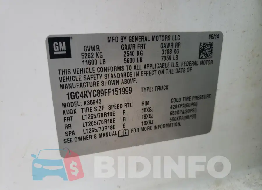 1GC4KYC89FF151999 Photo# 12