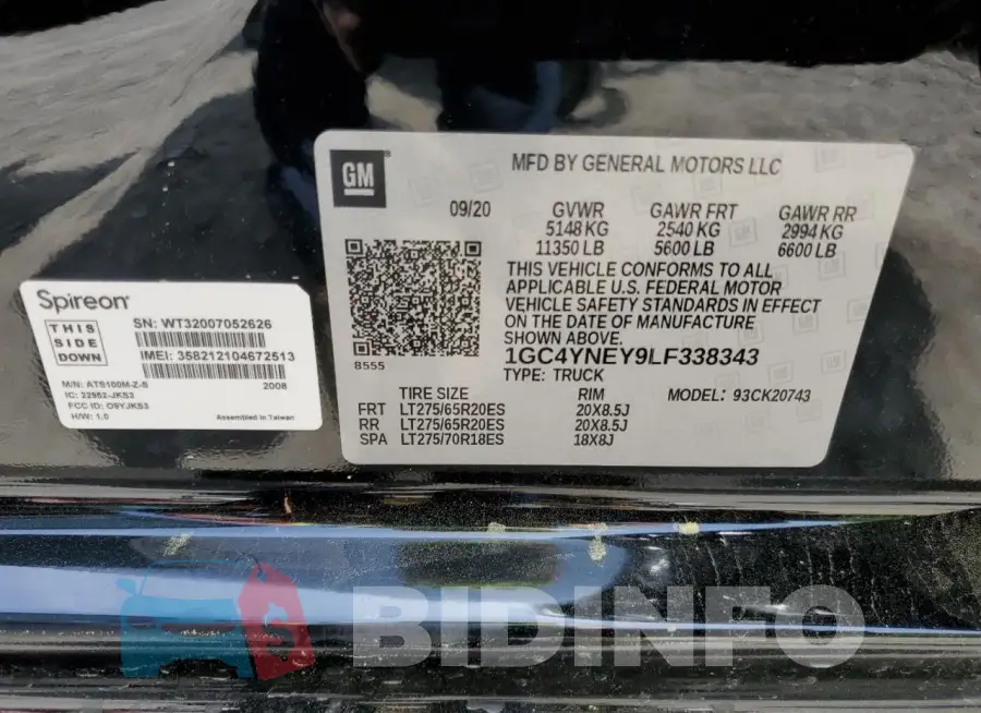 1GC4YNEY9LF338343 Photo# 12