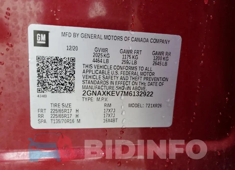 2GNAXKEV7M6132922 Photo# 13