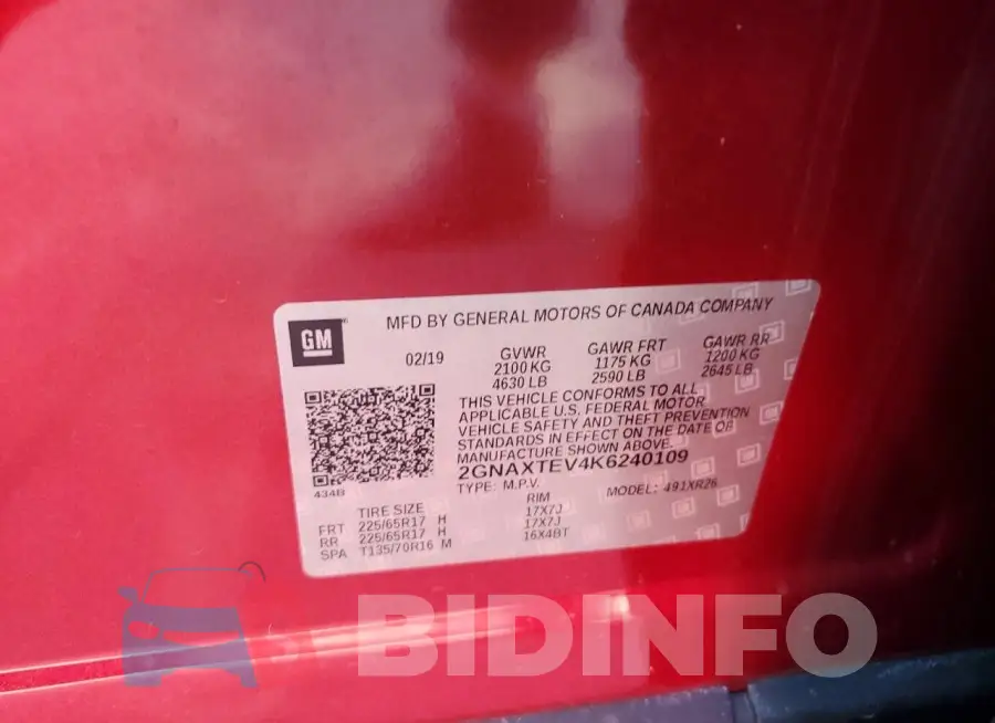2GNAXTEV4K6240109 Photo# 13