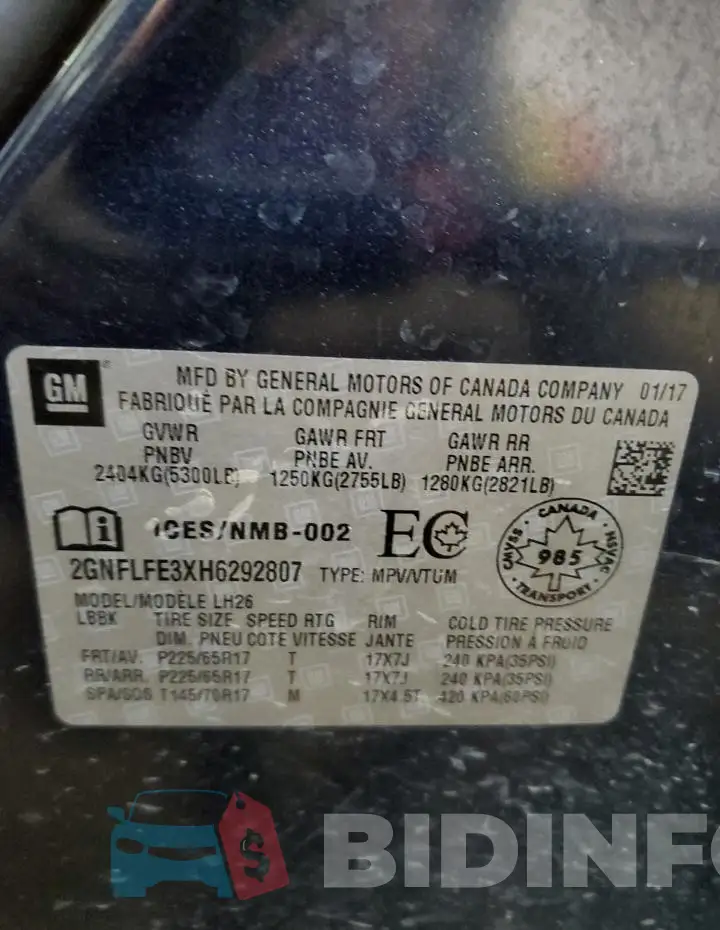2GNFLFE3XH6292807 Photo# 14