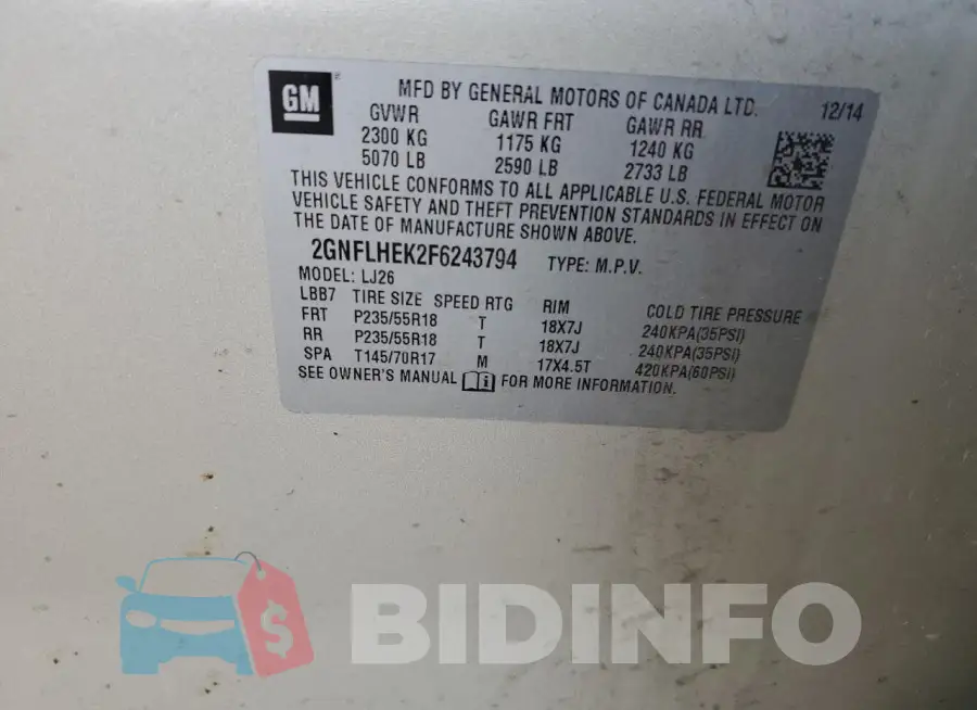 2GNFLHEK2F6243794 Photo# 13