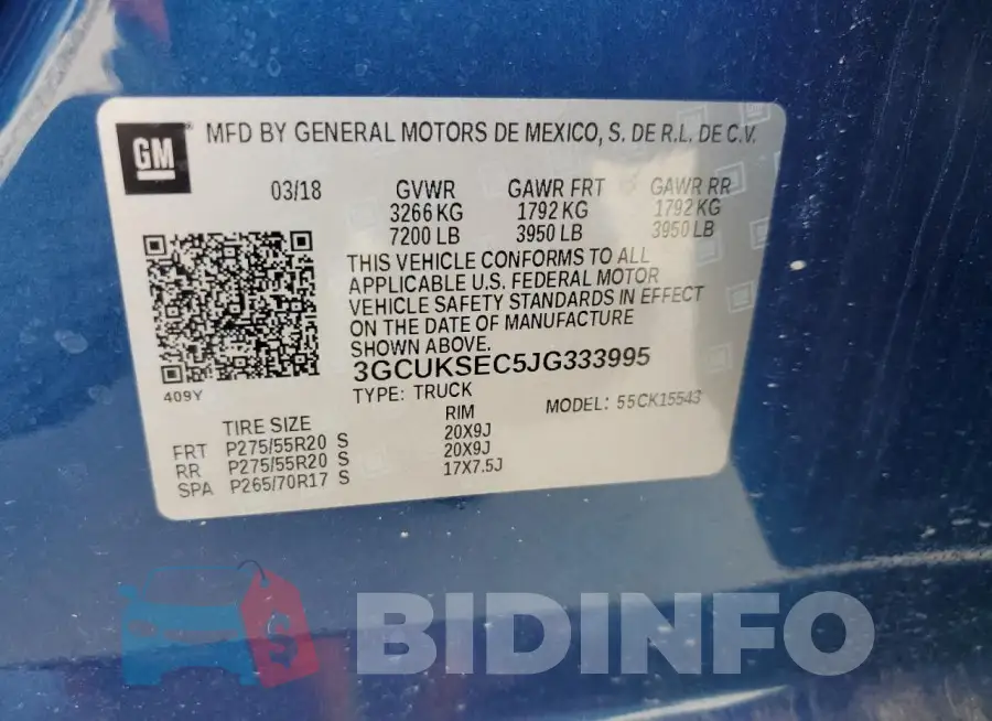 3GCUKSEC5JG333995 Photo# 13