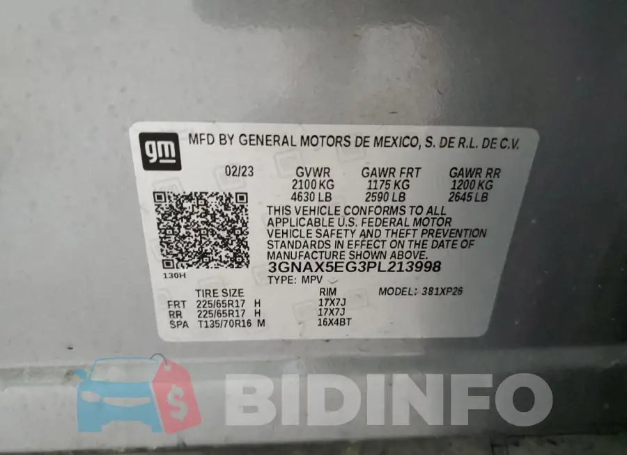 3GNAX5EG3PL213998 Photo# 12