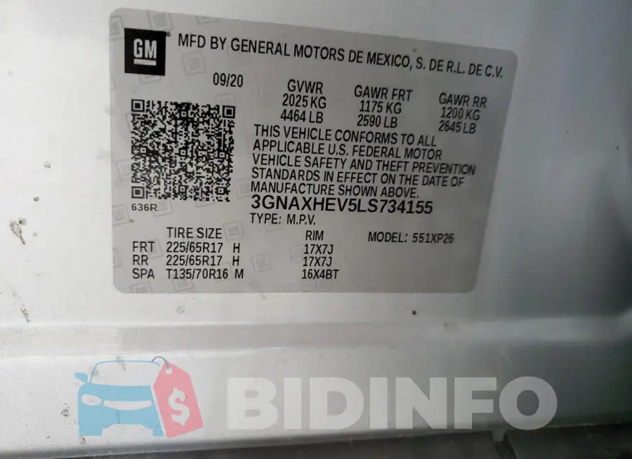 3GNAXHEV5LS734155 Photo# 14