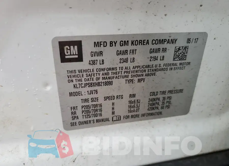 KL7CJPSBXHB218090 Photo# 12