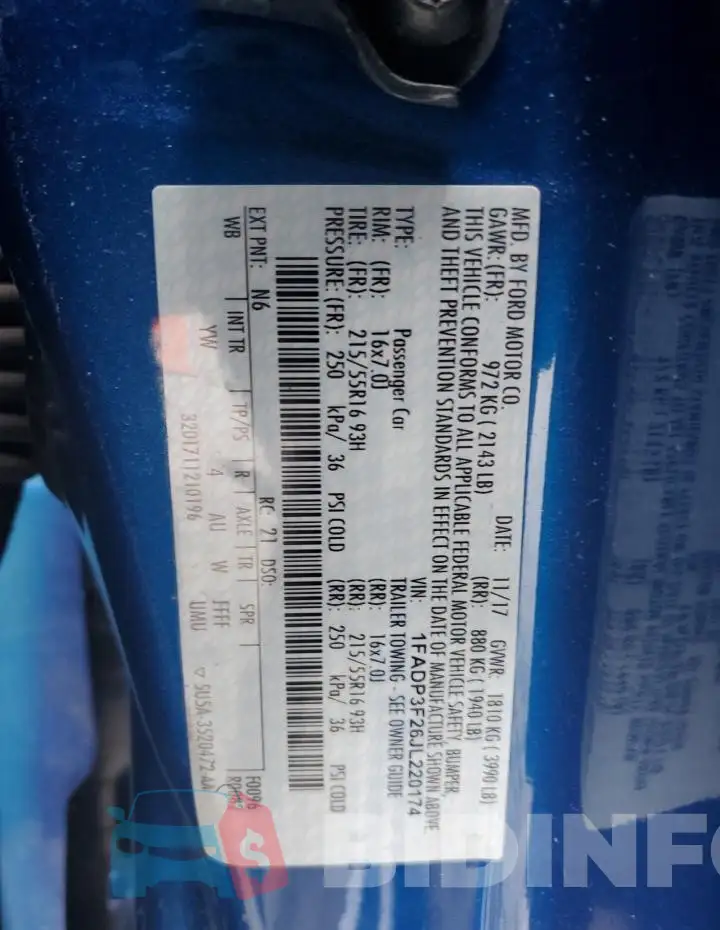 1FADP3F26JL220174 Photo# 12