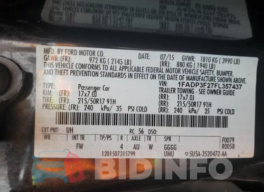 1FADP3F27FL357437 Photo# 13