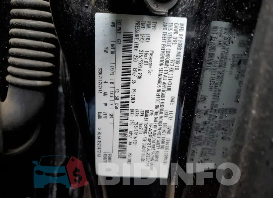 1FADP3F27JL223715 Photo# 12