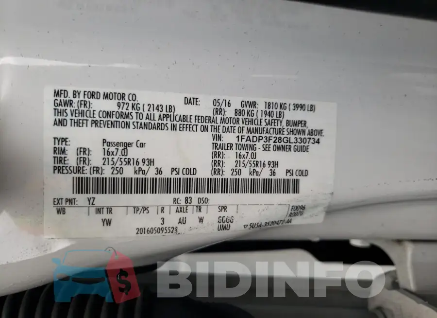 1FADP3F28GL330734 Photo# 12