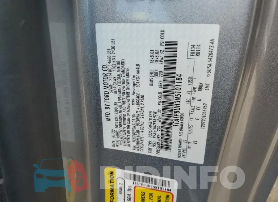 1FATP8UH3N5101184 Photo# 13
