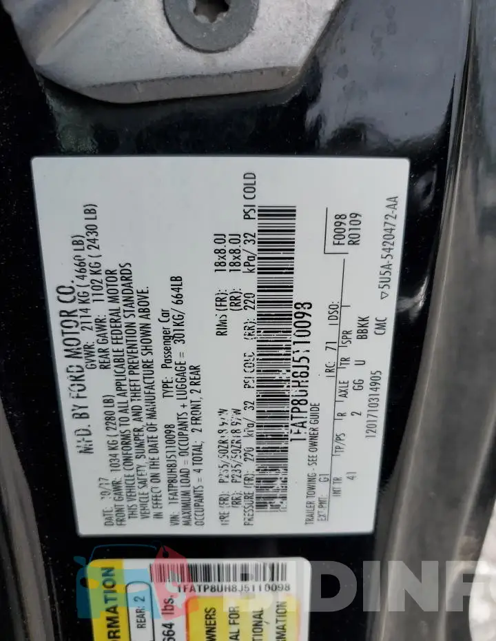 1FATP8UH8J5110098 Photo# 12