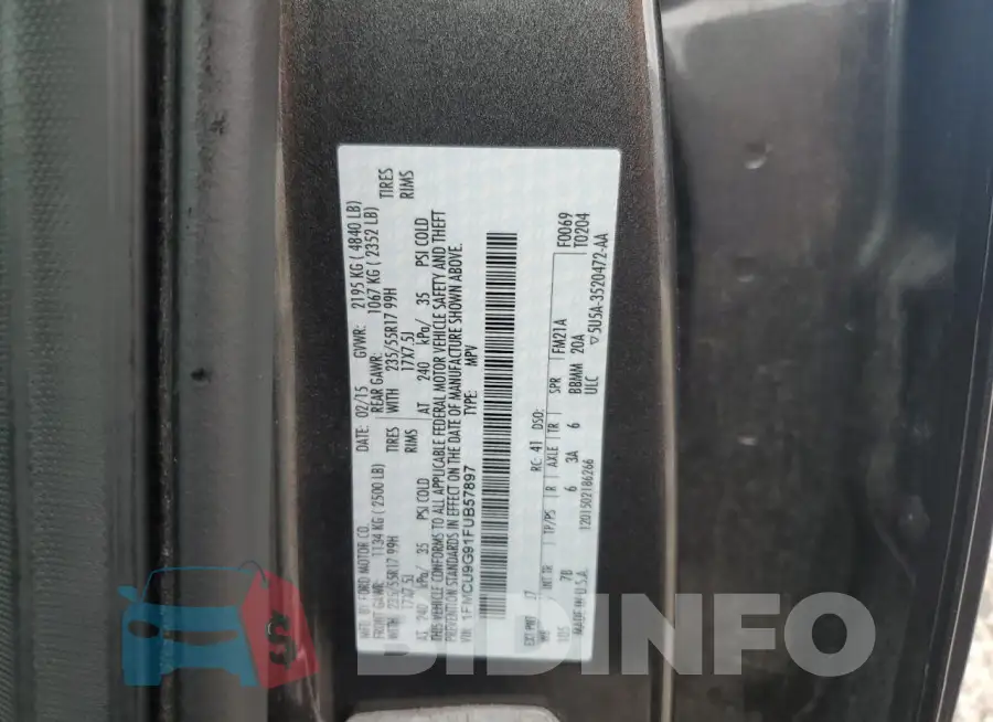 1FMCU9G91FUB57897 Photo# 12
