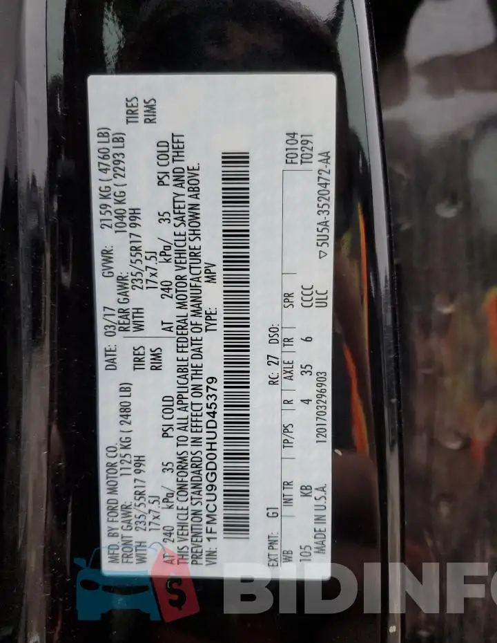 1FMCU9GD0HUD45379 Photo# 12