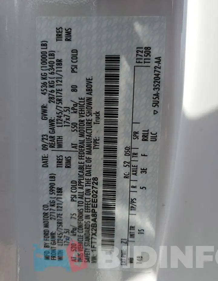 1FT7X2BA8PEE02728 Photo# 12