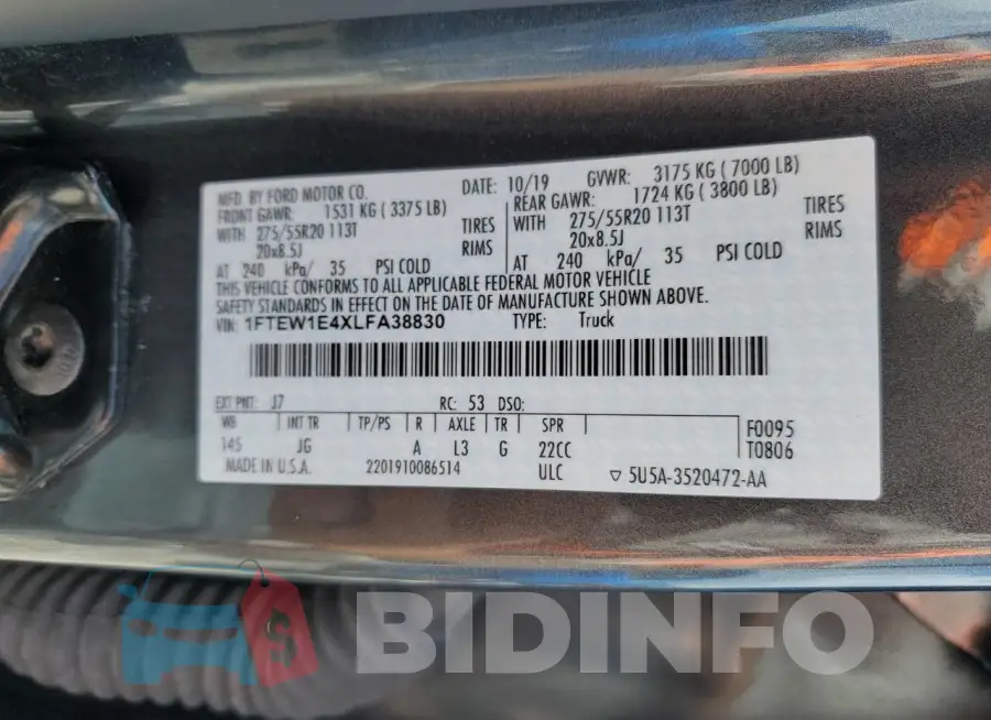1FTEW1E4XLFA38830 Photo# 13