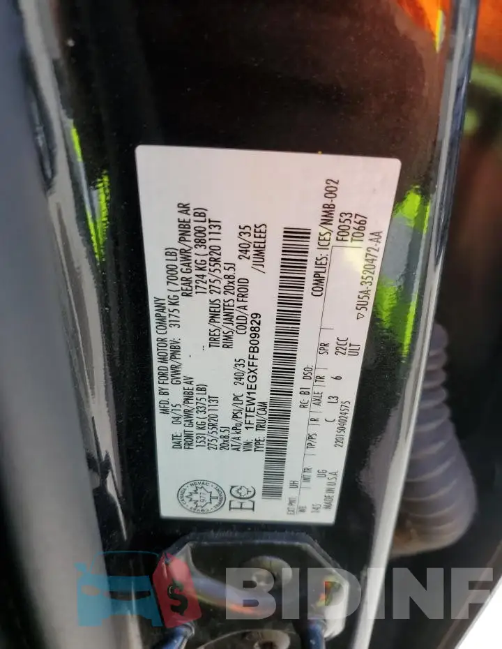 1FTEW1EGXFFB09829 Photo# 12