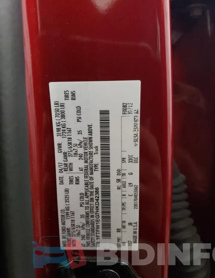 1FTFW1EG7HKD42386 Photo# 13
