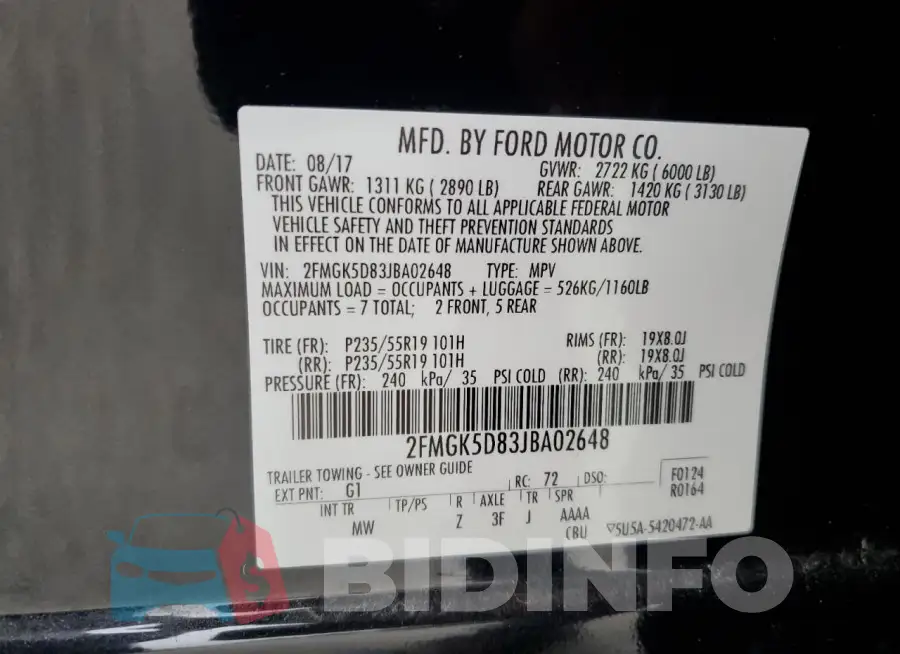 2FMGK5D83JBA02648 Photo# 13
