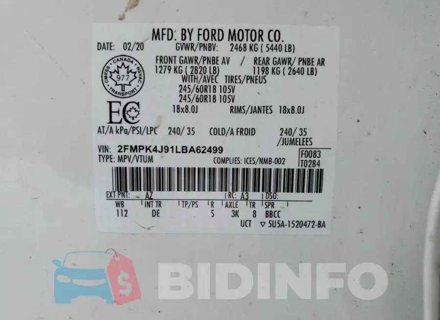 2FMPK4J91LBA62499 Photo# 13