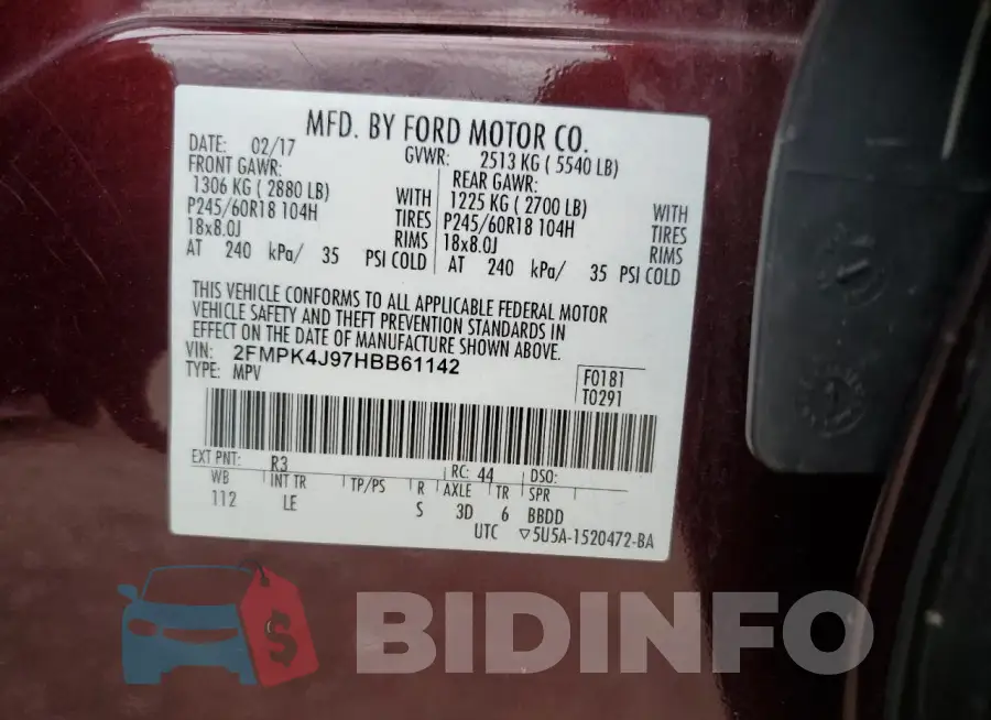 2FMPK4J97HBB61142 Photo# 13