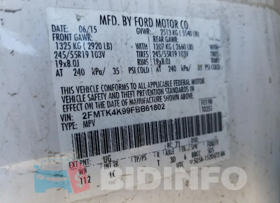 2FMTK4K99FBB61802 Photo# 13