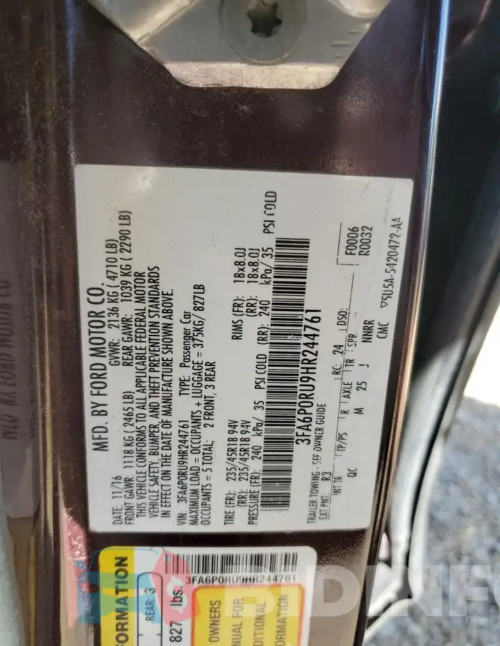 3FA6P0RU9HR244761 Photo# 13