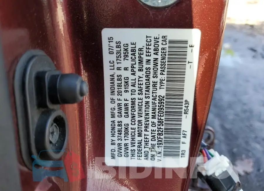 19XFB2F58FE095992 Photo# 12