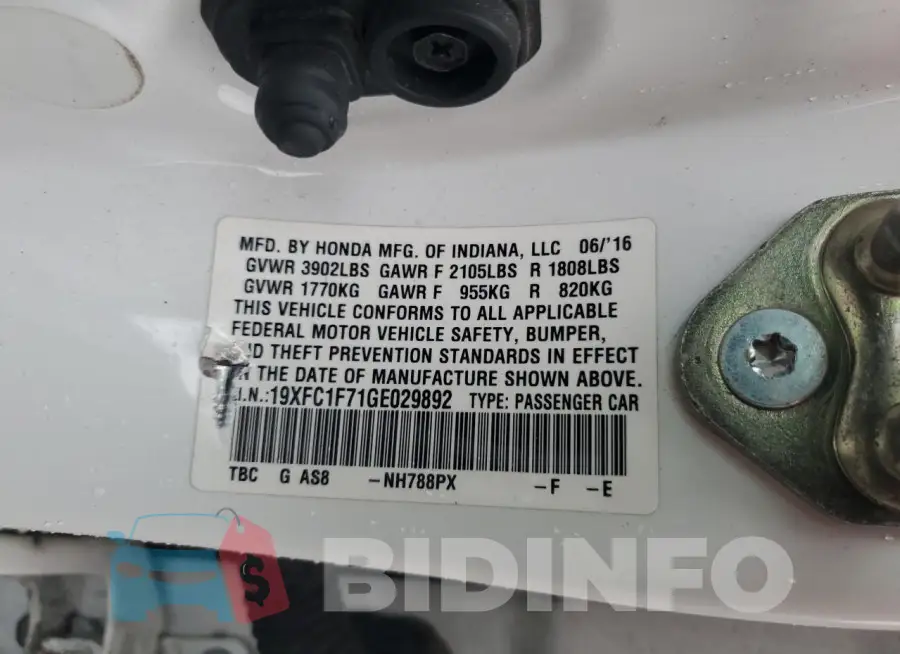 19XFC1F71GE029892 Photo# 13