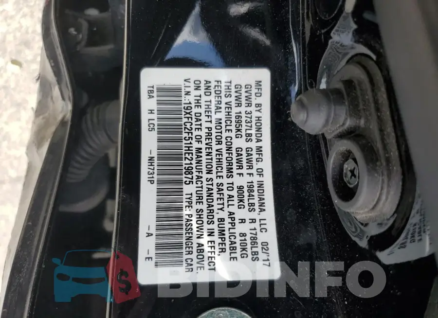 19XFC2F51HE219875 Photo# 12