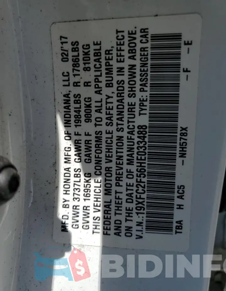 19XFC2F56HE033488 Photo# 12