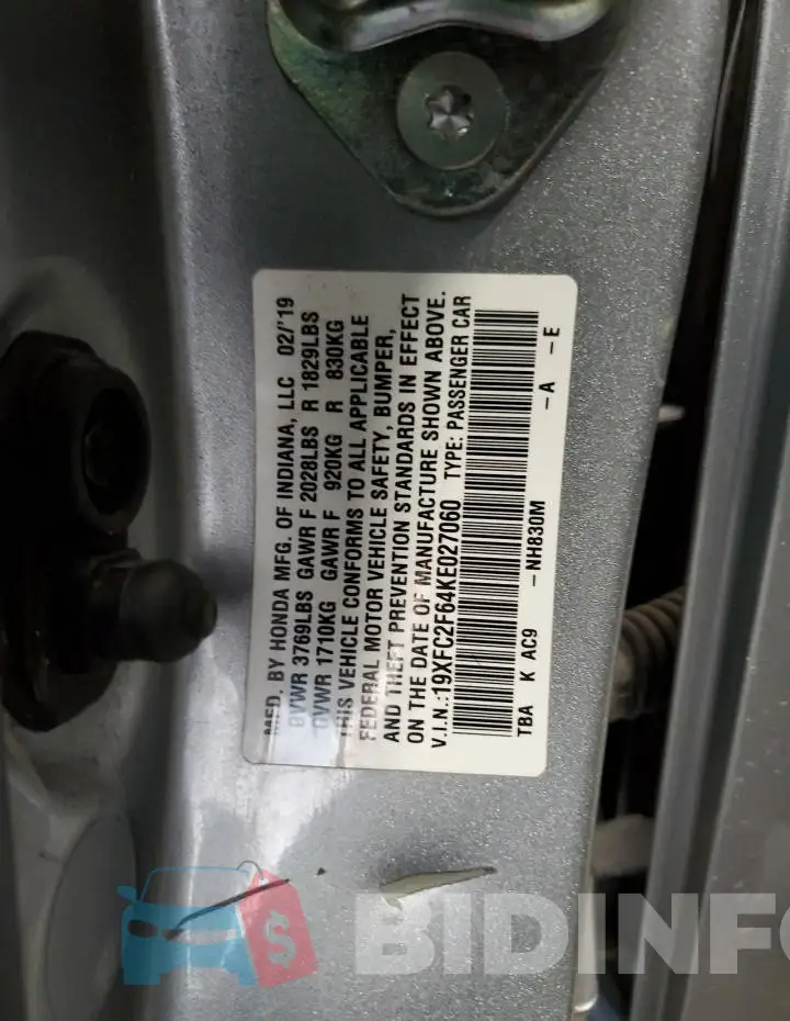 19XFC2F64KE027060 Photo# 12
