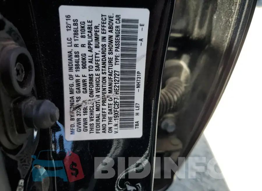 19XFC2F74HE212727 Photo# 12