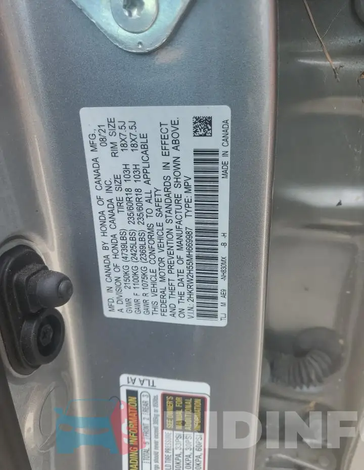 2HKRW2H55MH669987 Photo# 12
