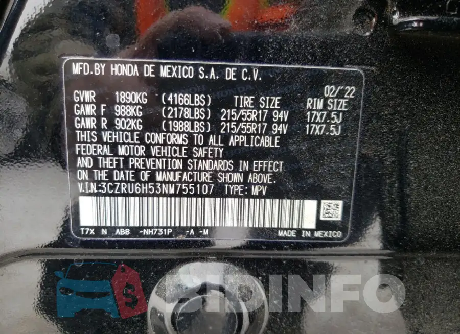 3CZRU6H53NM755107 Photo# 13