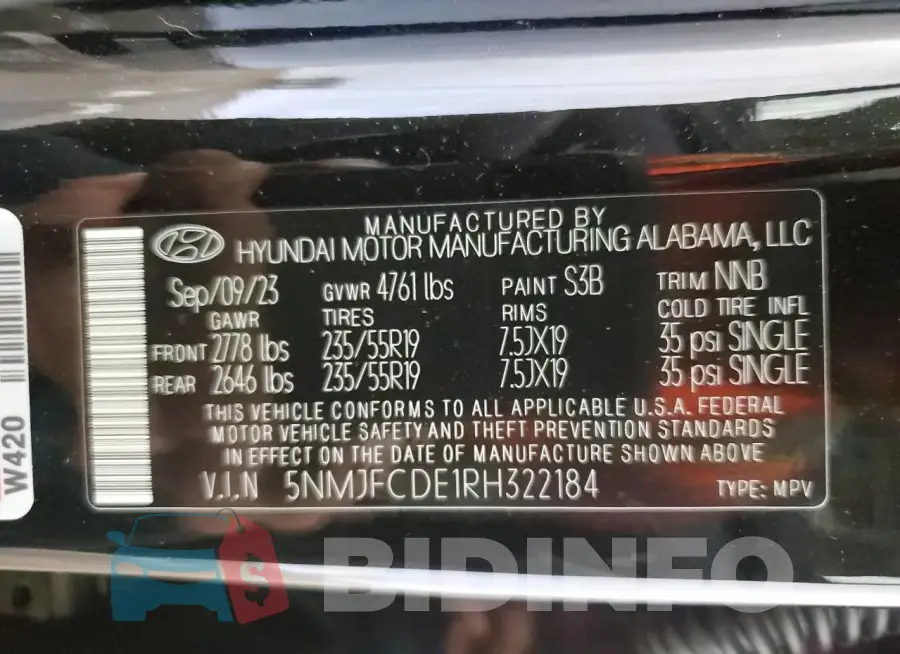 5NMJFCDE1RH322184 Photo# 13