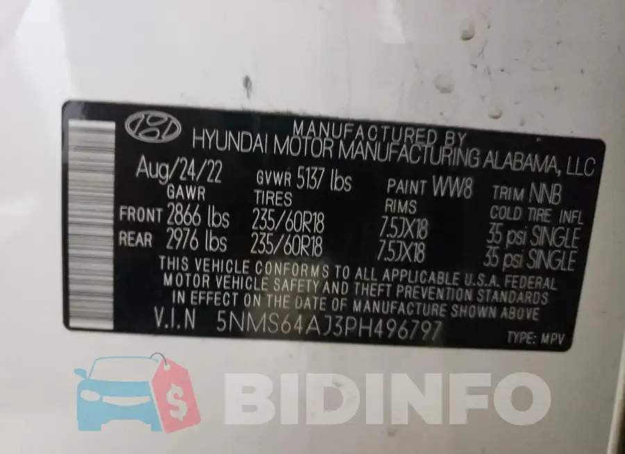 5NMS64AJ3PH496797 Photo# 13