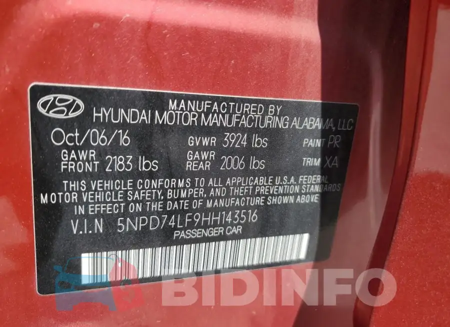 5NPD74LF9HH143516 Photo# 12