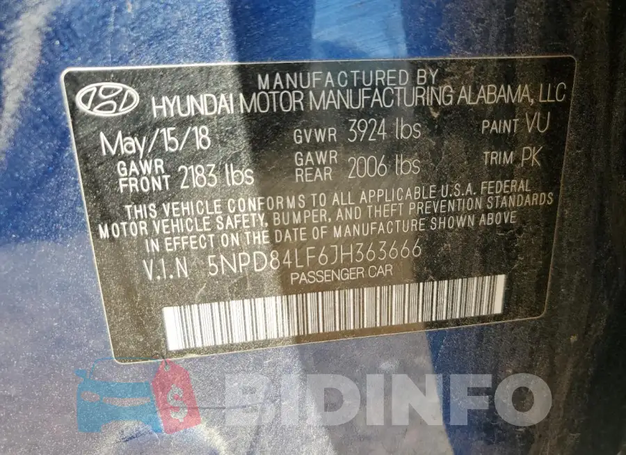 5NPD84LF6JH363666 Photo# 13