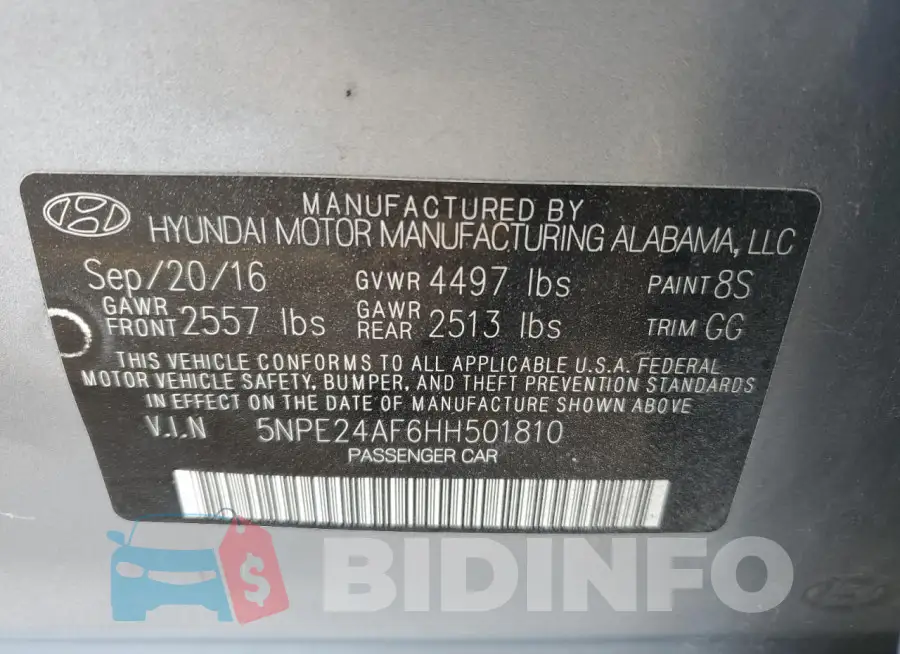 5NPE24AF6HH501810 Photo# 12