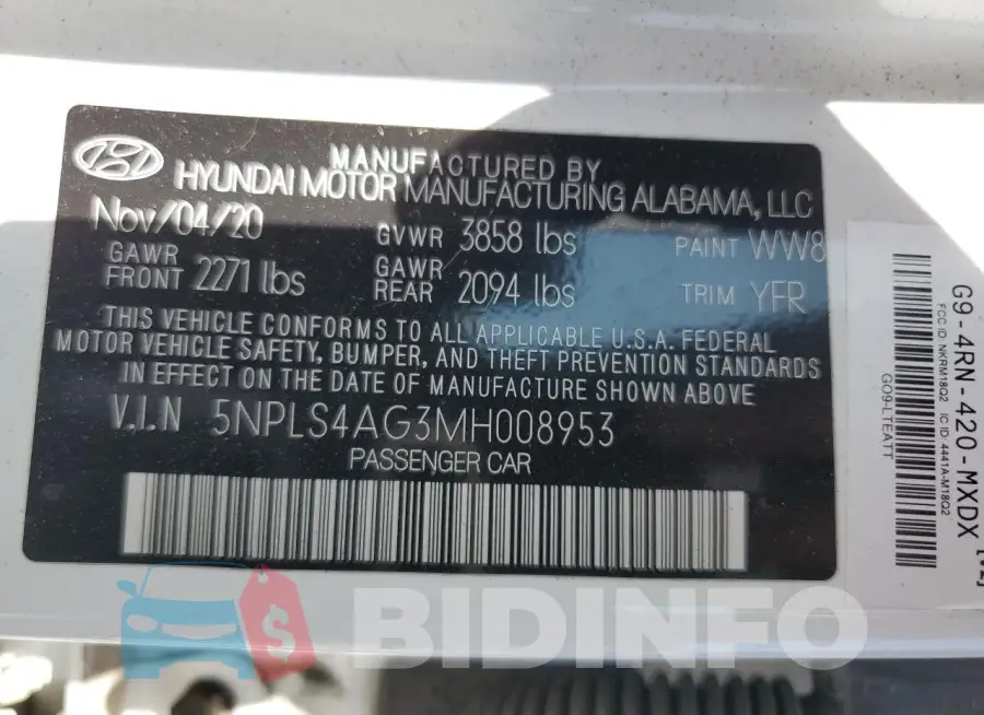 5NPLS4AG3MH008953 Photo# 12