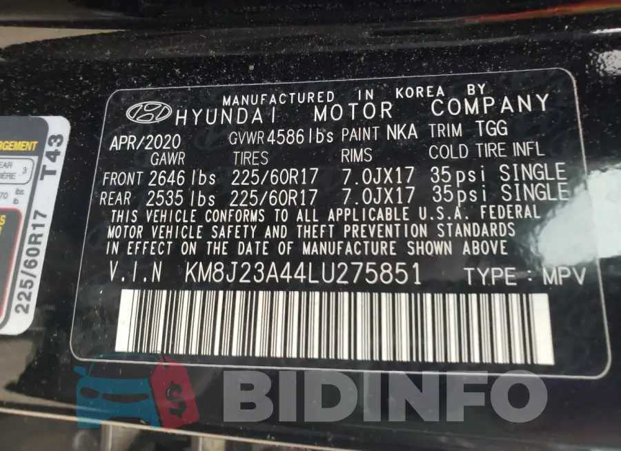 KM8J23A44LU275851 Photo# 12